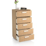 Sinfonier 5 Cajones, Cómoda, Color Puccini-Textil, Medidas: 60 cm (Largo) x 109,4 cm (Alto) x 39,6 cm de (Fondo) – Meyvaser