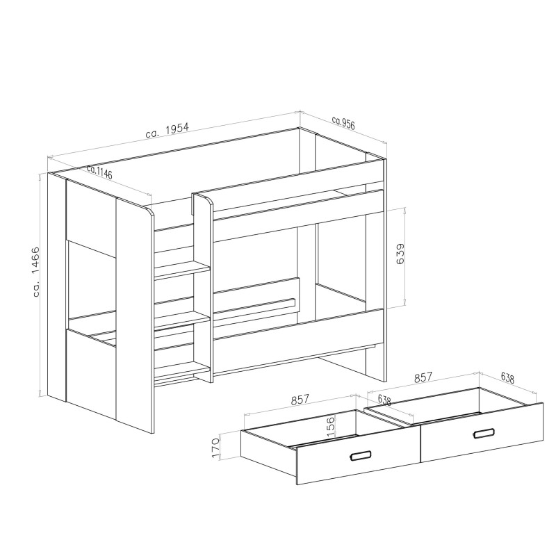 Litera con Cajonera en Andersen Grafito | Alta Calidad y Resistencia