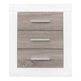 Mesita de Noche, Mesilla de Dormitorio, Color Pino y Gris, Medidas: 50 cm (Lar) x 34,6 cm (Fon) x 60 cm (Al)