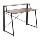 Escritorio Plegable de Doble Altura – Nogal con Estructura Metálica Negra, 120x62x75 cm