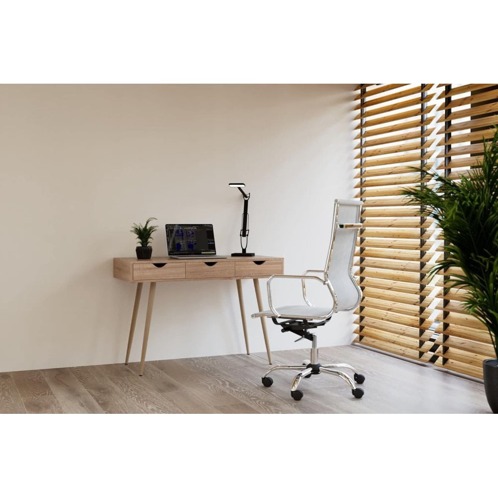 Mesa Escritorio Roble con 3 Cajones y Patas Estilo Escandinavo – Compacta y Funcional, 110x50x75 cm