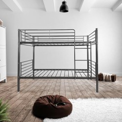 Litera Metálica Reforzada para Dos personas, Acabado en Gris, Medidas: 200 cm (Lar) x 97 cm (Fon) x 161 cm (Al)