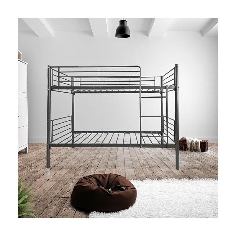 Litera Metálica Reforzada para Dos personas, Acabado en Gris, Medidas: 200 cm (Lar) x 97 cm (Fon) x 161 cm (Al)