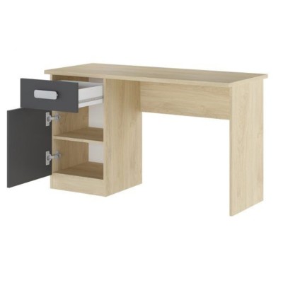 Mesa de Estudio, Escritorio con 2 Cajones, Mesa de Ordenador, Acabado en Color Blanco y Cambrian 70.8 x 120 x 49.8 cm