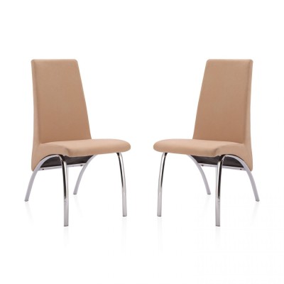 Pack 2 Sillas de Comedor, Sillas para Salón, Acabado en Tejido Beige, Medidas: 44 cm (Ancho) x 61 cm (Largo) x 95 cm (Alto)