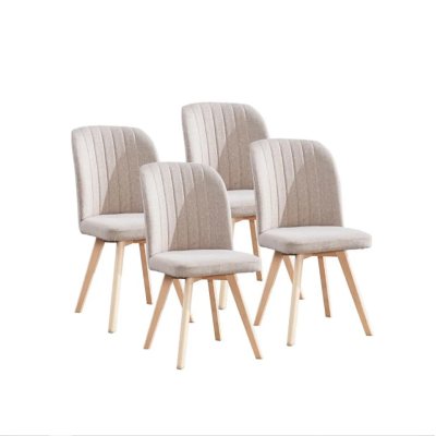 Pack 4 Sillas de Comedor Tapizada, Sillas de Salón Beig y Patas Color Haya, Medidas: Ancho: 46 cm x Fondo: 55 cm x Alto: 92 cm