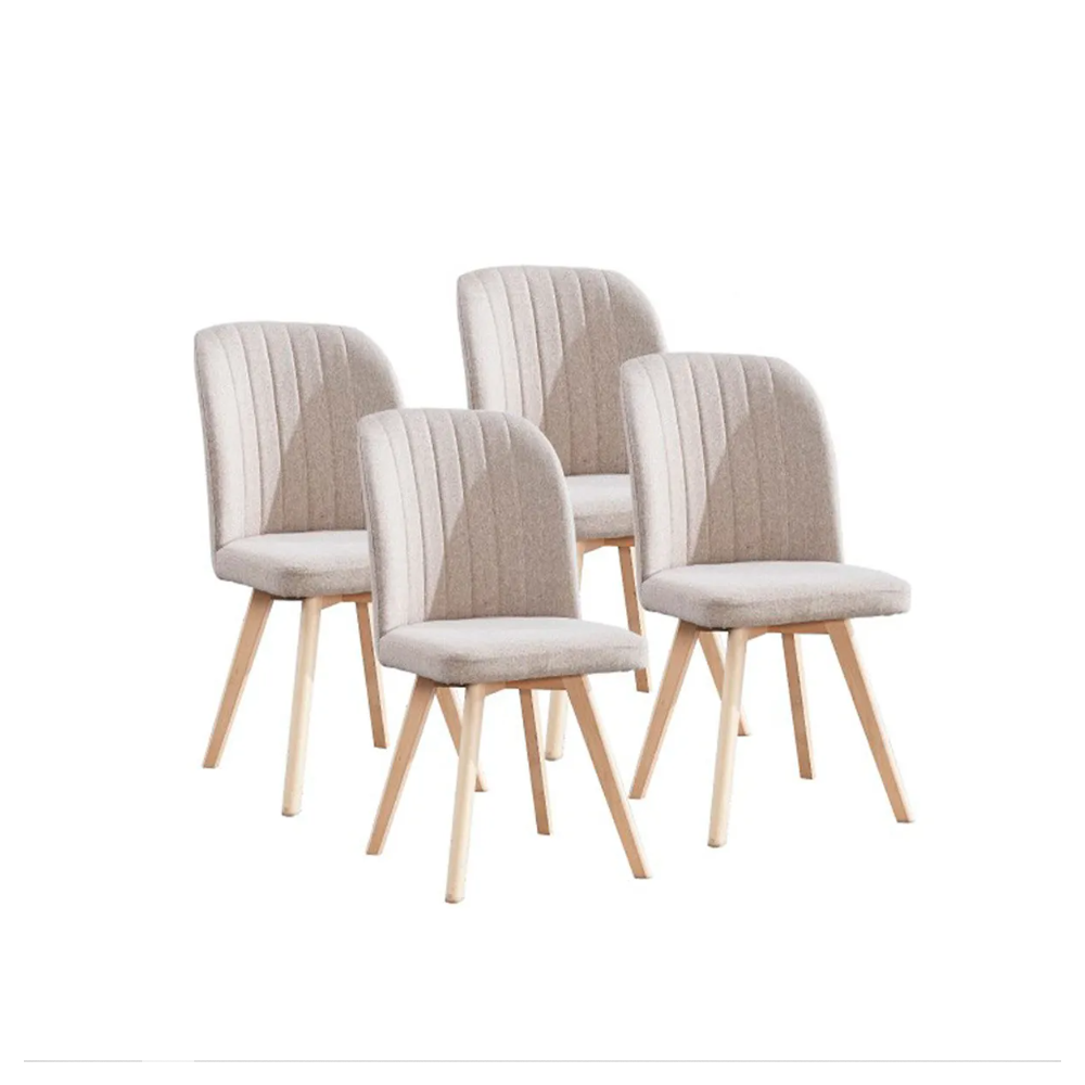 Pack 4 Sillas de Comedor Tapizada, Sillas de Salón Beig y Patas Color Haya, Medidas: Ancho: 46 cm x Fondo: 55 cm x Alto: 92 cm