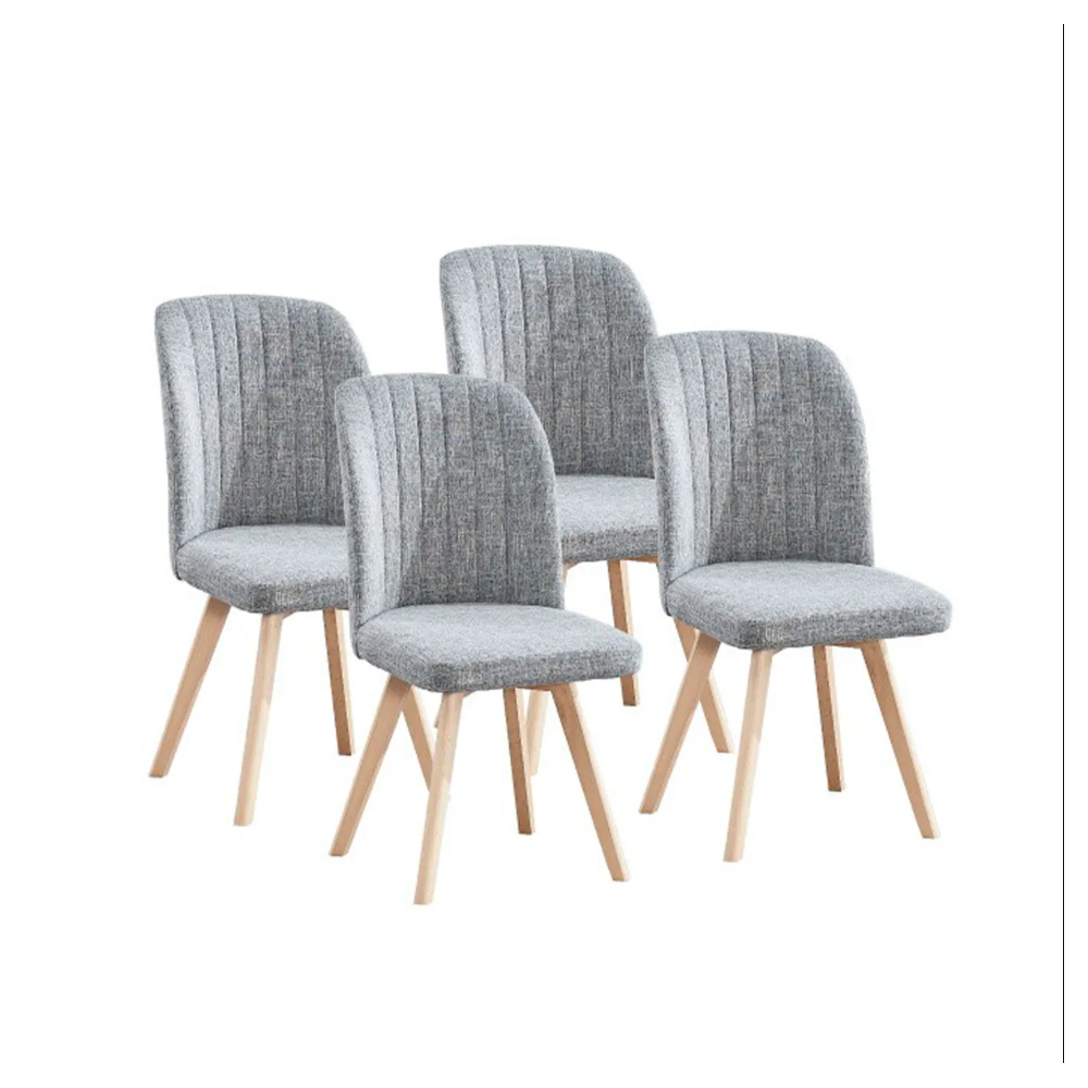 Pack 4 Sillas de Comedor, Sillas de Salón Color Gris y Patas Color Haya, Medidas: Ancho: 46 cm x Fondo: 55 cm x Alto: 92 cm