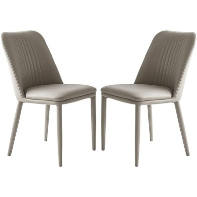 Pack 2 sillas tapizadas en Piel sintética Color Latte, Patas Metal, Medidas: Alto: 87cm Ancho: 50cm Profundidad: 53cm