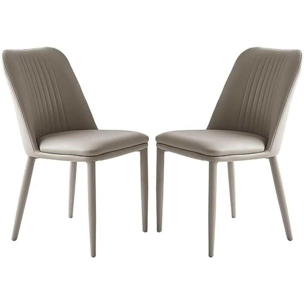 Pack 2 sillas tapizadas en Piel sintética Color Latte, Patas Metal, Medidas: Alto: 87cm Ancho: 50cm Profundidad: 53cm