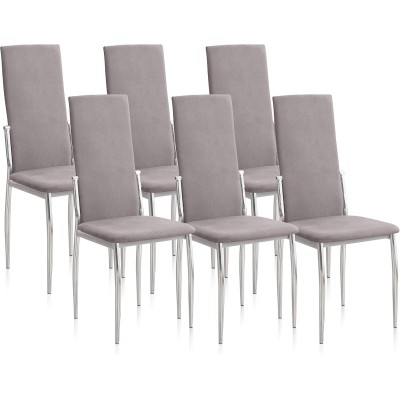 Pack de 6 Sillas Tapizadas para Salón y Comedor – Acabado Marengo en Aluminio, Medidas: 43 cm x 48 cm x 99,5 cm