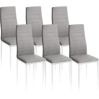 Pack de 6 Sillas Tapizadas para Comedor/Salón – Marengo y Patas Blancas en Aluminio, Dimensiones: 40 cm x 42 cm x 96 Cm