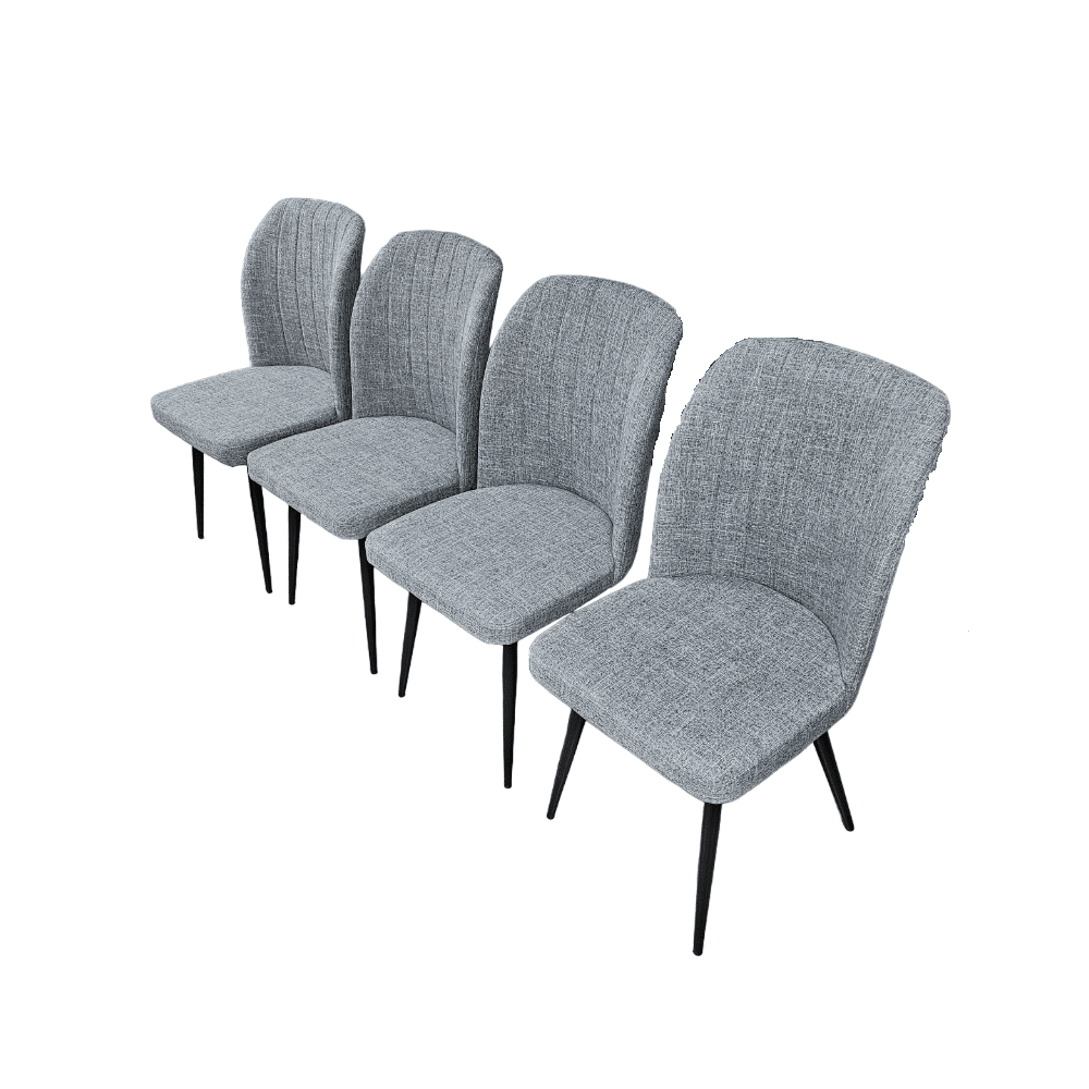 Pack de 4 Sillas Modernas para Comedor– Tapizado en Color Gris con Patas Metálicas Negras, Medidas: 46 cm x 55 cm x 92 cm