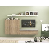 Meyvaser Mueble de salón y TV Conjunto muebles de salón apilable 245 Cm Ancho Color Madera y Blanco