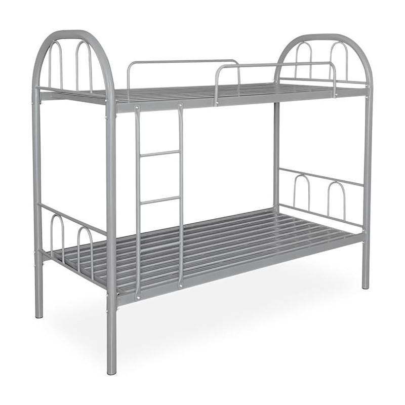 Litera Metálica Reforzada con Barandilla y Escalera - Estructura Tubular - Acero aleado - Color Gris - 90x190 Cm