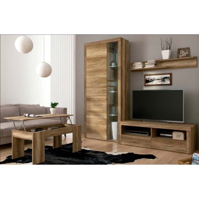 Mueble de Comedor, Color Cañón, Medidas: 230 cm (Anc) x 212 cm (Al) x 41,4 cm (Fon) + Mesa Centro Elevable 45,2x100x50