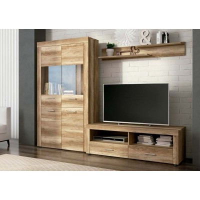 Mueble de Comedor, Mueble Salón, Acabado en Color Cañón, Medidas: 235 cm (Ancho) x 177 cm (Alto) x 41,4 cm (Fondo)