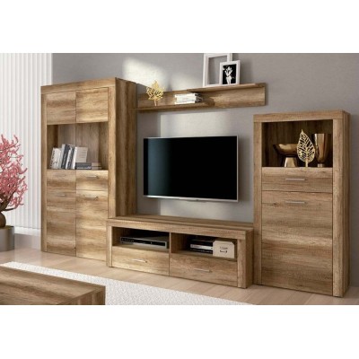 Mueble de Comedor, Mueble Salón, Acabado en Color Cañón, Medidas: 301 cm (Ancho) x 177 cm (Alto) x 41,4 cm (Fondo)