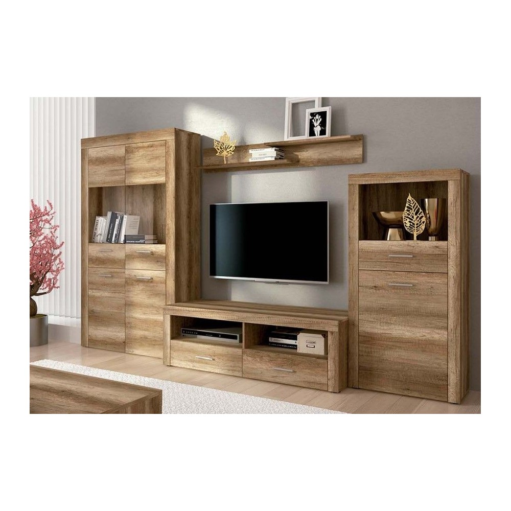 Mueble de Comedor, Mueble Salón, Acabado en Color Cañón, Medidas: 301 cm (Ancho) x 177 cm (Alto) x 41,4 cm (Fondo)