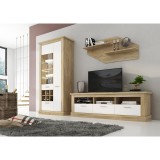 Mueble de Comedor, Mueble Salón, Acabado en Blanco y Cambria, Medidas: 276 cm (Ancho) x 201,6 cm (Alto) x 41,8 cm (Fondo)