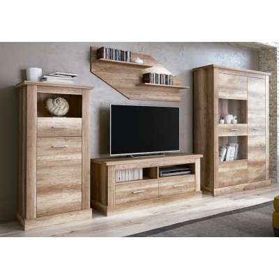 Mueble de Comedor, Mueble Salón, Acabado en Color Cañón, Medidas: 326 cm (Ancho) x 174,7 cm (Alto) x 41,8 cm (Fondo)