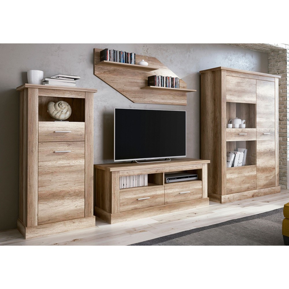 Mueble de Comedor, Mueble Salón, Acabado en Color Cañón, Medidas: 326 cm (Ancho) x 174,7 cm (Alto) x 41,8 cm (Fondo)