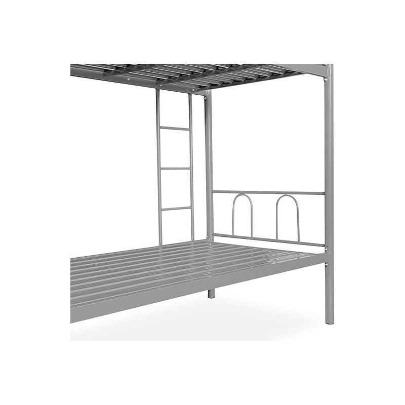 Litera Metálica Reforzada con Barandilla y Escalera - Estructura Tubular - Acero aleado - Color Gris - 90x190 Cm