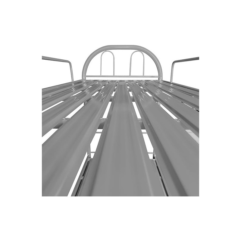 Litera Metálica Reforzada con Barandilla y Escalera - Estructura Tubular - Acero aleado - Color Gris - 90x190 Cm