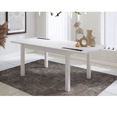 Mesa Comedor, Mesa de salón Extensible, Acabado en Color Blanco, Medidas: 140-180 cm (Largo) x 90 cm (Ancho) x 75 cm (Alto)