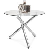 Mesa de Comedor Redonda | Tapa de Cristal y Pata Cromada | Diámetro 110 cm.