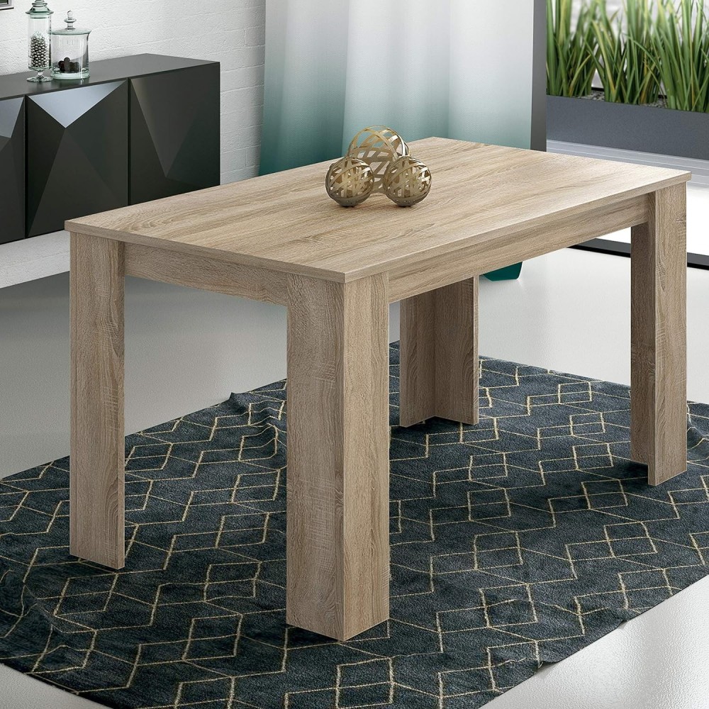 Mesa de Comedor, Mesa de Salón Fija, Color Cambria, Medidas: 140 cm (Largo) x 80 cm (Ancho) x 75 cm (Alto)