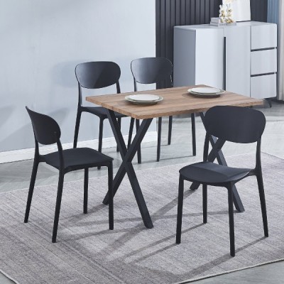 Mesa Comedor Madera, Patas metálicas Negras, Mesa Rectangular, Medidas 100 cm (Largo) x 70 cm (Ancho) 76 cm (Alto)