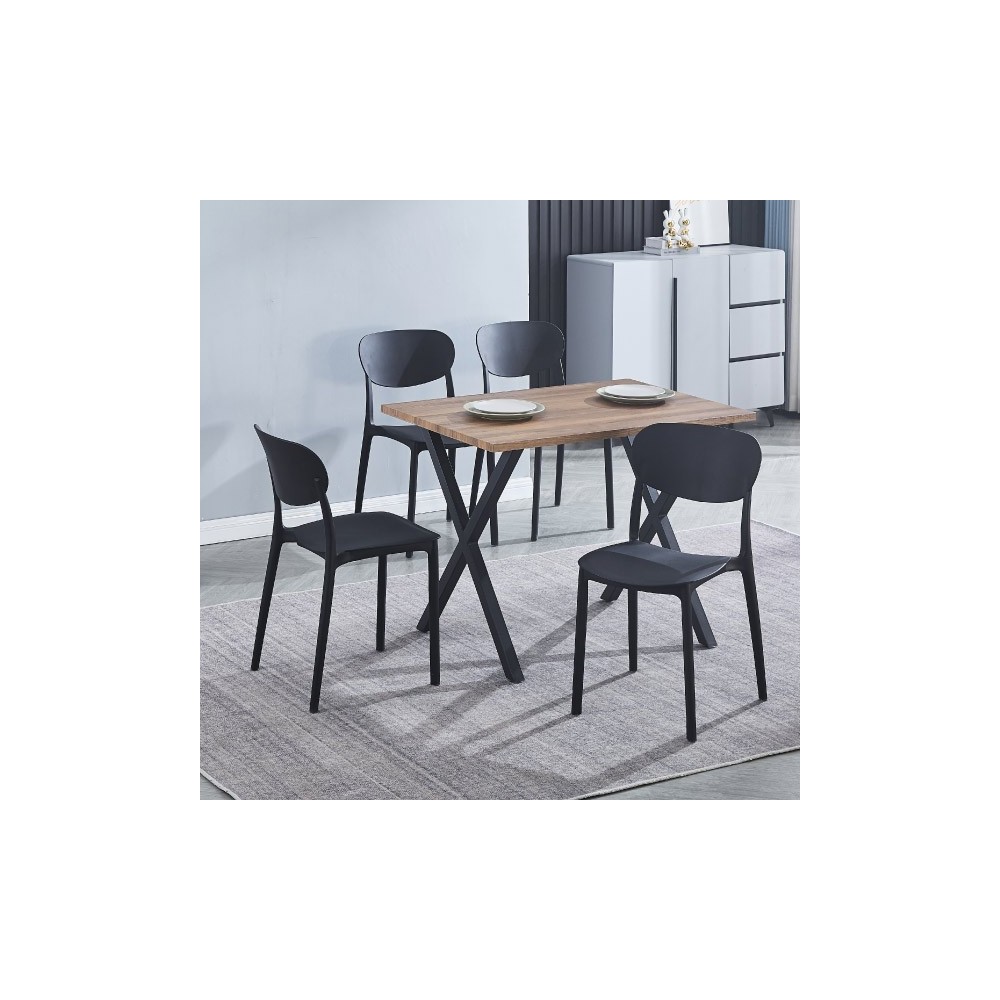 Mesa Comedor Madera, Patas metálicas Negras, Mesa Rectangular, Medidas 100 cm (Largo) x 70 cm (Ancho) 76 cm (Alto)