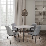 Mesa de Comedor Fija Redonda | Imitación Mármol con Pata Metálica | Diámetro 120 cm x Alto 75 cm