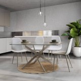 Mesa de Comedor Fija | Tapa de Cristal y Patas Metálicas | Medidas: 140 x 90 x 76 cm (Largo x Ancho x Alto)