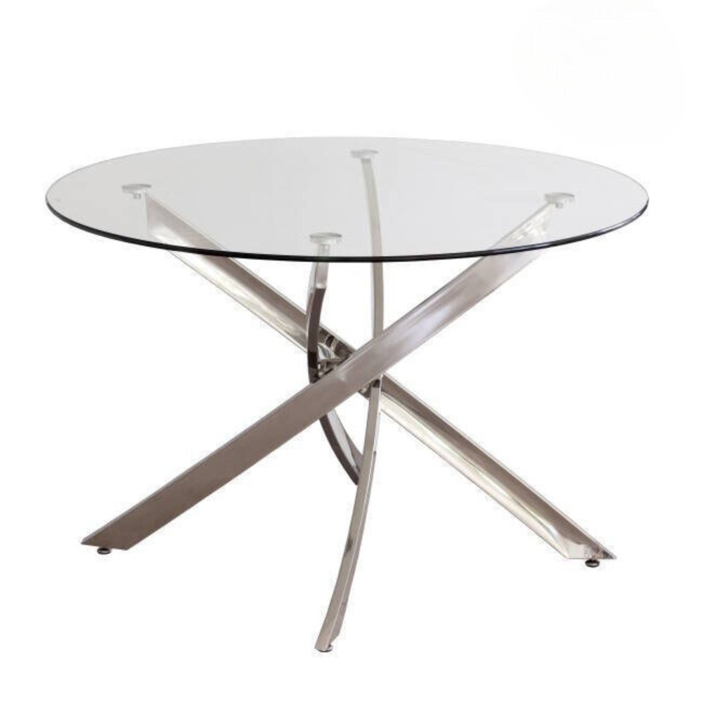 Mesa Redonda con Tapa de Cristal y Estructura Metálica Pata Cromada | Medidas: 110 x 73 cm