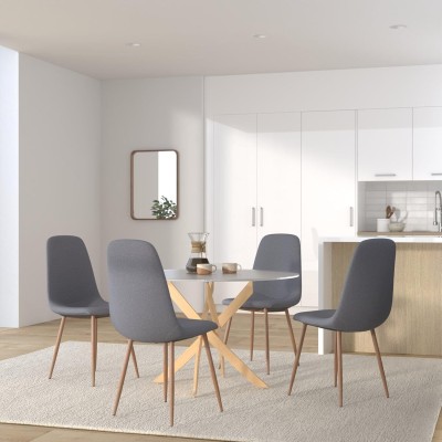 Mesa Redonda con Tapa de Cristal y Estructura Metálica Acabado Madera | Medidas: 110 x 73 cm