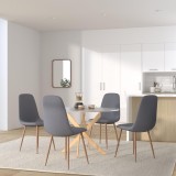 Mesa Redonda con Tapa de Cristal y Estructura Metálica Acabado Madera | Medidas: 110 x 73 cm