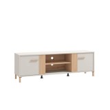 Mueble TV en Melamina Color Cashmere y Roble Artisan con 2 Puertas - Medidas 163,5x40x52 cm