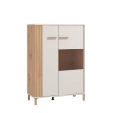 Vitrina Baja en Melamina Color Cashmere y Roble Artisan 2 Puertas Medidas 85,5x40x122,5 cm