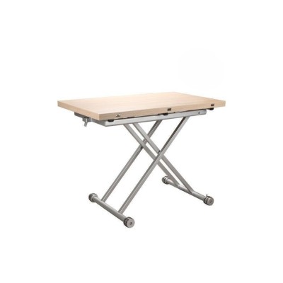 Mesa de Centro Elevable y Tapa Extensible -Color Roble Sonoma -Cerrada 100x57 cm, Abierta 100x114 cm, Altura de 39 a 77 cm