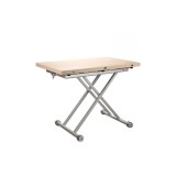 Mesa de Centro Elevable y Tapa Extensible -Color Roble Sonoma -Cerrada 100x57 cm, Abierta 100x114 cm, Altura de 39 a 77 cm