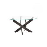 Mesa de Centro Redonda con Tapa de Cristal 8 mm y Patas Metálicas en Acabado Negro -Medidas 80x40 cm