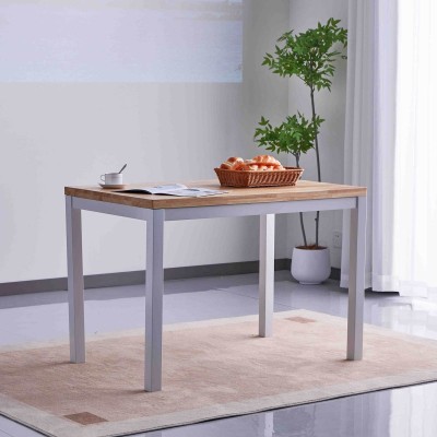 Mesa de Cocina Fija con Tapa de 3,6 cm de Grosor y Patas Metálicas Blancas -Medidas 110x70x75 cm