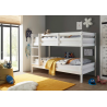 Litera Juvenil Convertible en Dos Camas Individuales, Madera Maciza de Pino, Escalera Reversible, Color Blanco, 97x207x140 cm