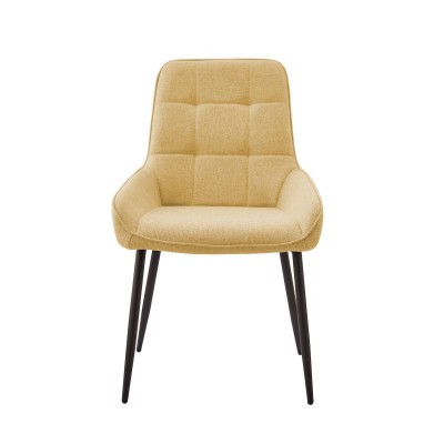 Pack de 4 Sillas Tapizadas en Tela Mostaza con Tratamiento Easy Clean, Asiento Reforzado Medidas 54x55x88 cm