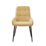 Pack de 4 Sillas Tapizadas en Tela Mostaza con Tratamiento Easy Clean, Asiento Reforzado Medidas 54x55x88 cm