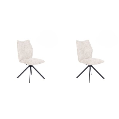 Pack de 2 Sillas Tapizadas en Tela Beige, Patas Negras, Asiento y Respaldo Ergonómicos y Acolchados Medidas 63x48x93 cm