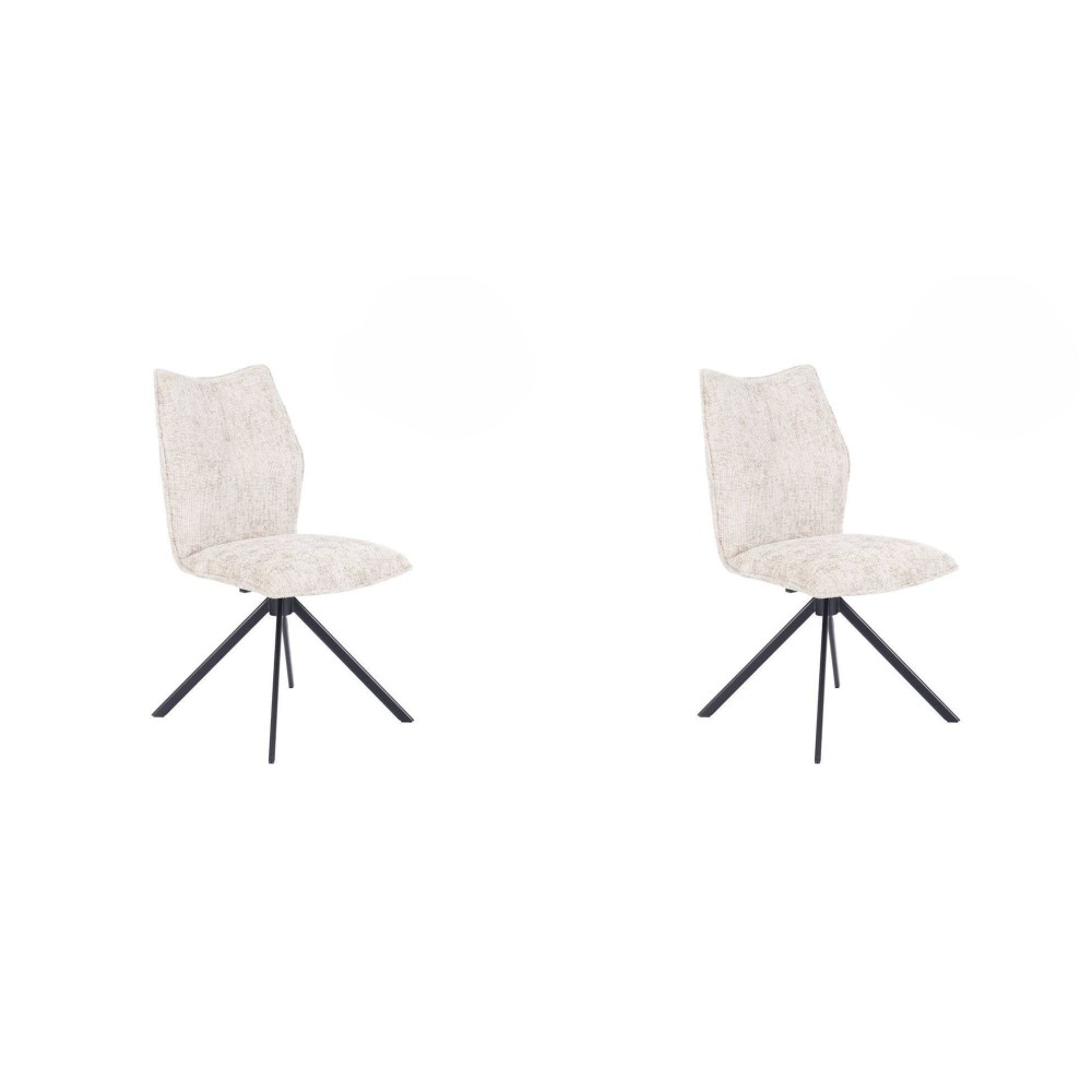 Pack de 2 Sillas Tapizadas en Tela Beige, Patas Negras, Asiento y Respaldo Ergonómicos y Acolchados Medidas 63x48x93 cm