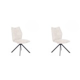 Pack de 2 Sillas Tapizadas en Tela Beige, Patas Negras, Asiento y Respaldo Ergonómicos y Acolchados Medidas 63x48x93 cm